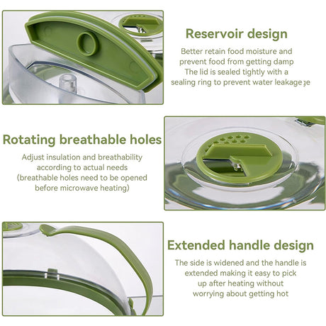 News Food Microwave Cover, Clear, with Water Steamer & Handle, 10 Inch, for Plate, Kitchen Gadget - V.I.P Digital Presence