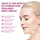 Crema para el cuello con colágeno hidrolizado, atenúa las líneas de expresión y da forma al cuello de cisne. Crema suave y blanca para el cuello.