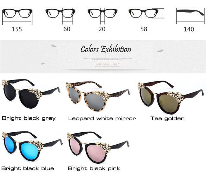 Fashion Luxury Rhinestone Cat Eye Sunglasses Women Brand Designer Mirror Lens Eyewear Men Sun Glasses Shades UV400 Oculos - V.I.P Digital Presence