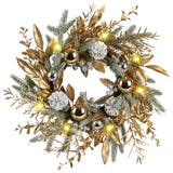 Christmas Wreath 20 Inch Christmas Door Decorations Wreath with Warm Lights - V.I.P Digital Presence