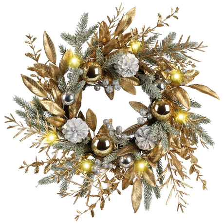 Christmas Wreath 20 Inch Christmas Door Decorations Wreath with Warm Lights - V.I.P Digital Presence