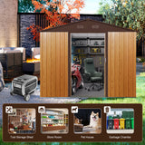 8ft x 6ft Outdoor Metal Storage Shed with Floor Base Coffee(W540S00014) - V.I.P Digital Presence