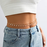 Stacked chain tassel star moon rhinestone waist chain sexy butterfly women's imitation pearl body chain - V.I.P Digital Presence