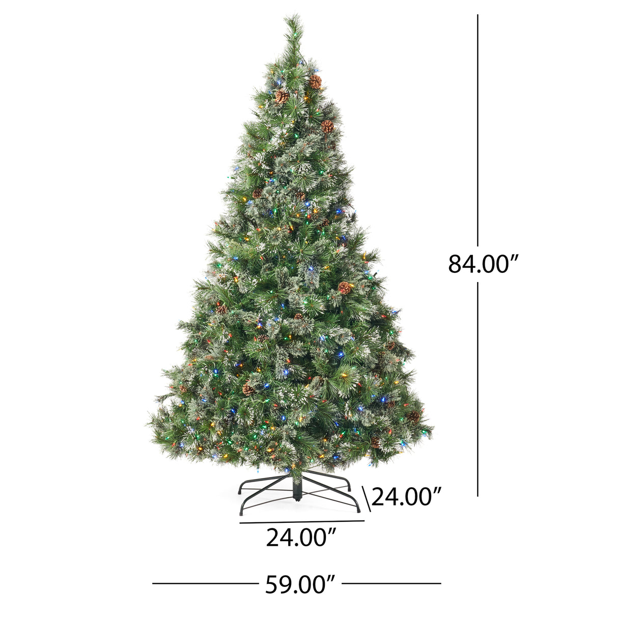 7' Cashmere and Snow Bristle Mixed Tree with 75Pine Cones and 900 LED Lights-UL,1233tips,Dia.:59 - V.I.P Digital Presence