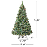 7' Cashmere and Snow Bristle Mixed Tree with 75Pine Cones and 900 LED Lights-UL,1233tips,Dia.:59 - V.I.P Digital Presence
