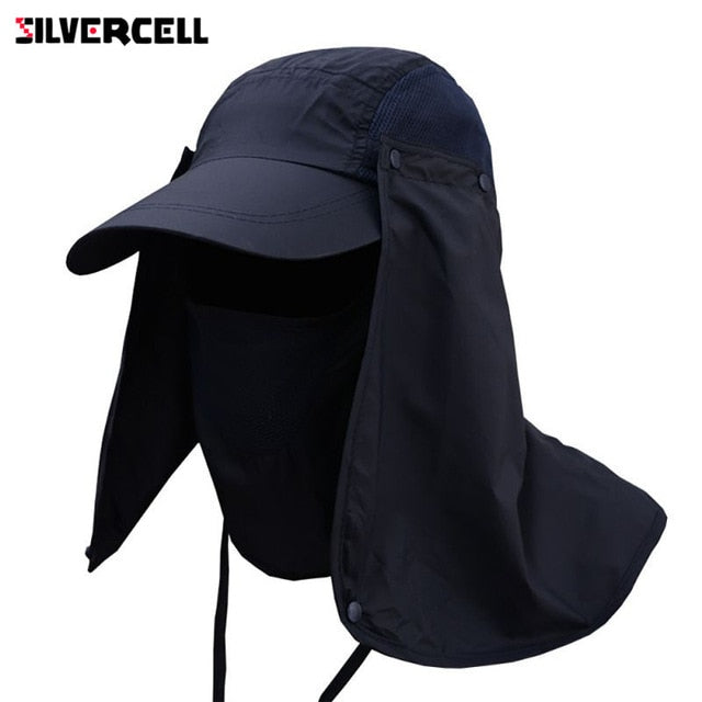 Sun Caps Flap Hats 360 degree Solar UV Protection Sun Hat Summer Men Women Sun Visor Cap Folding Removable Neck Face Mask Head - V.I.P Digital Presence