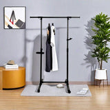 Short clothes hanger with chassis and wheels, heavy-duty rolling clothes hanger, black - V.I.P Digital Presence