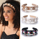 Retro Baroque Large Pearl Flower Set with Colorful Diamonds Fashion Hair Hoop - V.I.P Digital Presence
