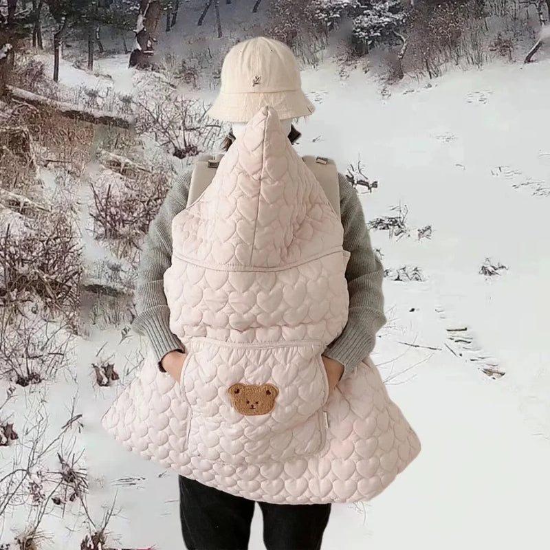 Manta de invierno para cochecito, manta cálida de forro polar para bebé, accesorio para envolver a recién nacidos, capa acolchada resistente al viento, funda de edredón con correa