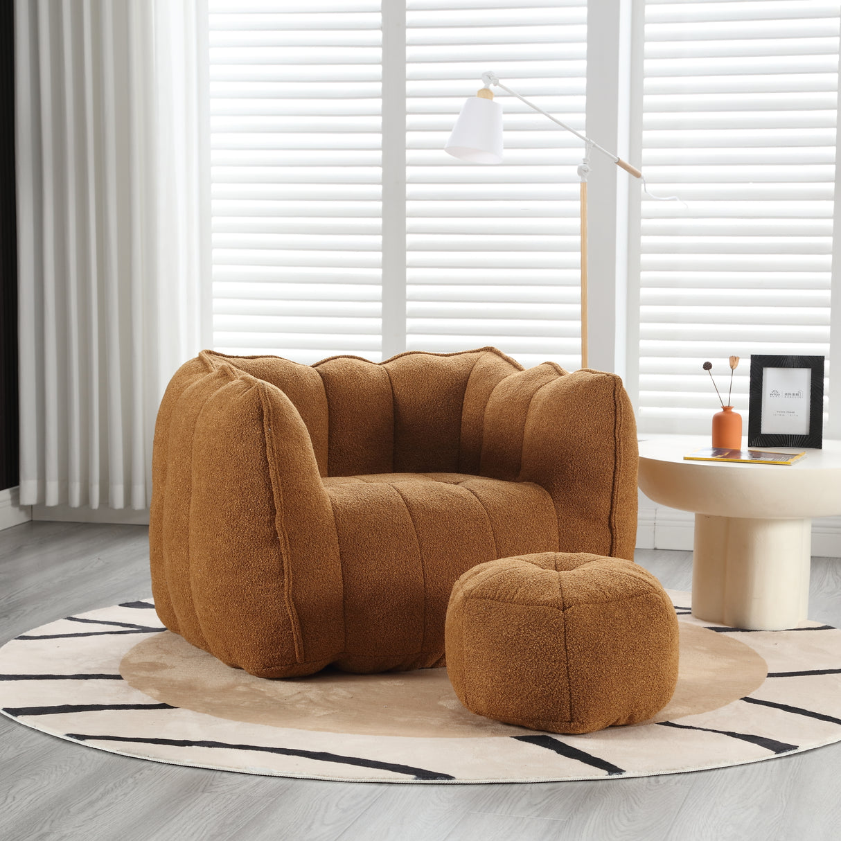 Soft Bean Bag Chair with High Resilient Foam(Chips)for living room and bedroom Comfortable Square Lazy Sofa with Footstool - V.I.P Digital Presence