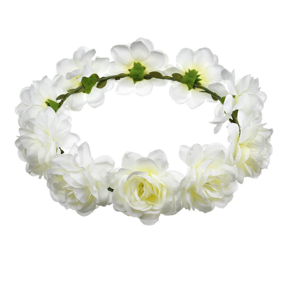 Bohemian Beach Rose Blossom Hair Hoop Bride Flower Ring Hair Strap - V.I.P Digital Presence