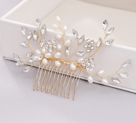 Pearl hair comb headdress Hand-woven crystal comb hair accessories - V.I.P Digital Presence