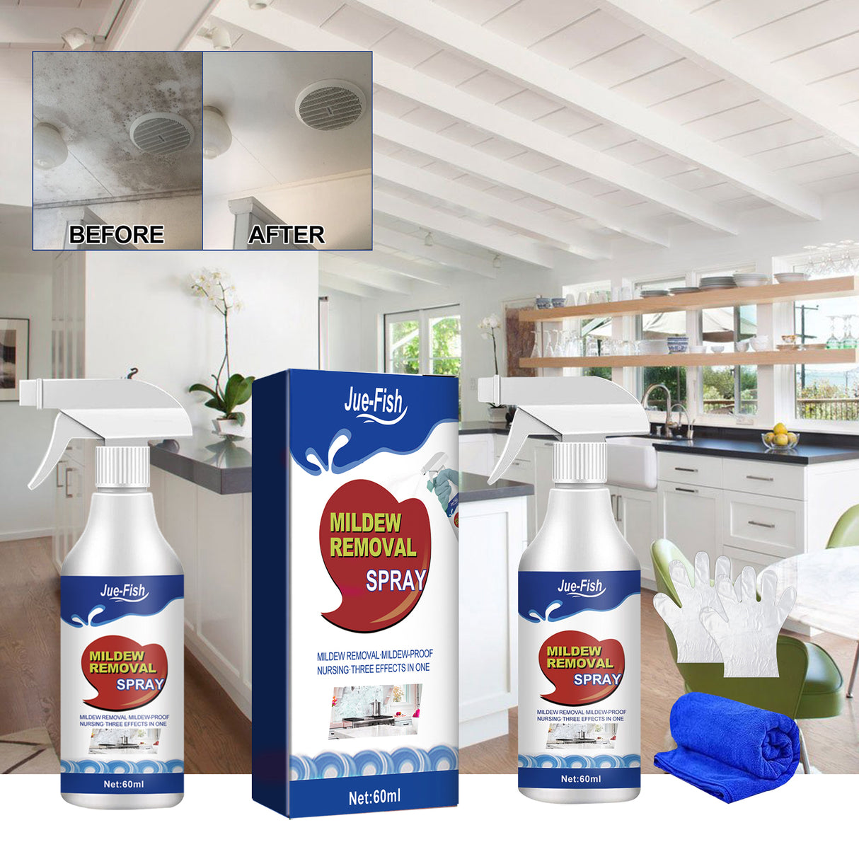 Mildew Removal Spray, Clean Mildew Stains On Bathroom Tile Walls And Ceiling Multi-Functional Mildew Stain Spray - V.I.P Digital Presence