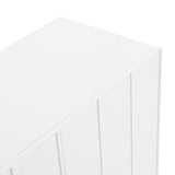 ON-TRANS Cream Style Shoe Cabinet with 5 Adjustable Solid Wood Legs, Large Storage Cabinet with Wave Doors, White - V.I.P Digital Presence