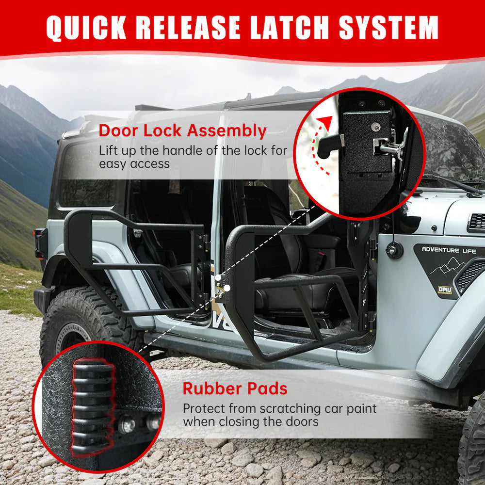 Jeep Tube Doors for Wrangler JL & Gladiator JT (2018-2024) - 4-Pc Set w/Mirrors - V.I.P Digital Presence