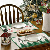 stmas linen placemats holiday party decorations insulation mats linen Christmas tree printed coasters - V.I.P Digital Presence