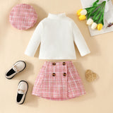 ma&baby 6M-3Y Toddler Infant Newborn Baby Girls Clothes Sets Knit Long Sleeve Tops Plaid Skrits Hat Fall Spring Outfits  D05 - V.I.P Digital Presence