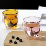 High borosilicate colored glass milk cup, cute bear shaped double-layer glass coffee cup, juice cup, beverage cup - V.I.P Digital Presence