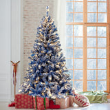 6FT pre ignited hinge chain artificial fir Christmas tree, Christmas tree snowflake flocking person with 750 Christmas branches - V.I.P Digital Presence
