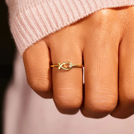 925 Sterling Silver Inlaid Zircon Fish Ring - V.I.P Digital Presence