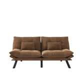 Leatehr Feeling Brown Convertible Folding Modern sofa Bed - V.I.P Digital Presence