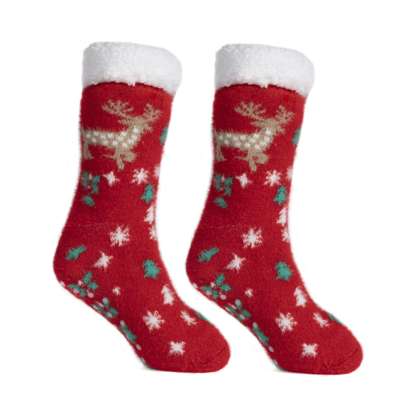 Christmas Floor Socks Indoor Home Sleep Winter Plush Thick Long Socks Women's Postpartum Socks Anti slip - V.I.P Digital Presence