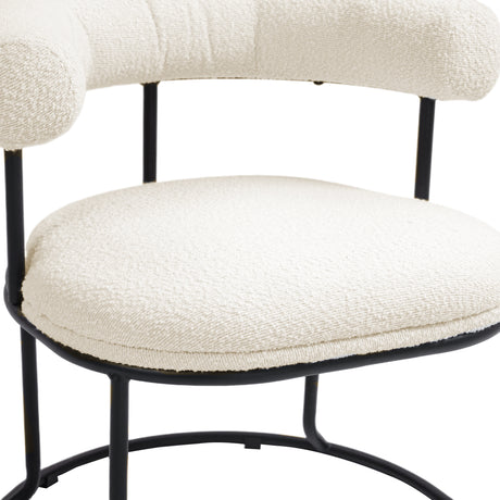 COOLCOOL Boucle dining chair set of two, medieval modern curved backrest chair, round cushion (beige Boucle) - V.I.P Digital Presence