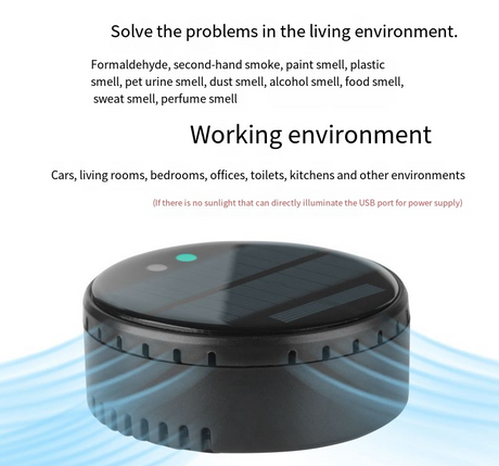 Air purifier for both home and car use solar powered negative ion formaldehyde and odor removal disinfection and purification device - V.I.P Digital Presence