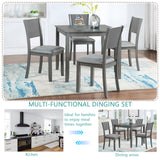 5 Piece Modern Dining Set, Square Wooden Dining Table with 4 Upholstered Chairs for Kitchen, Dining Room, Gray - V.I.P Digital Presence