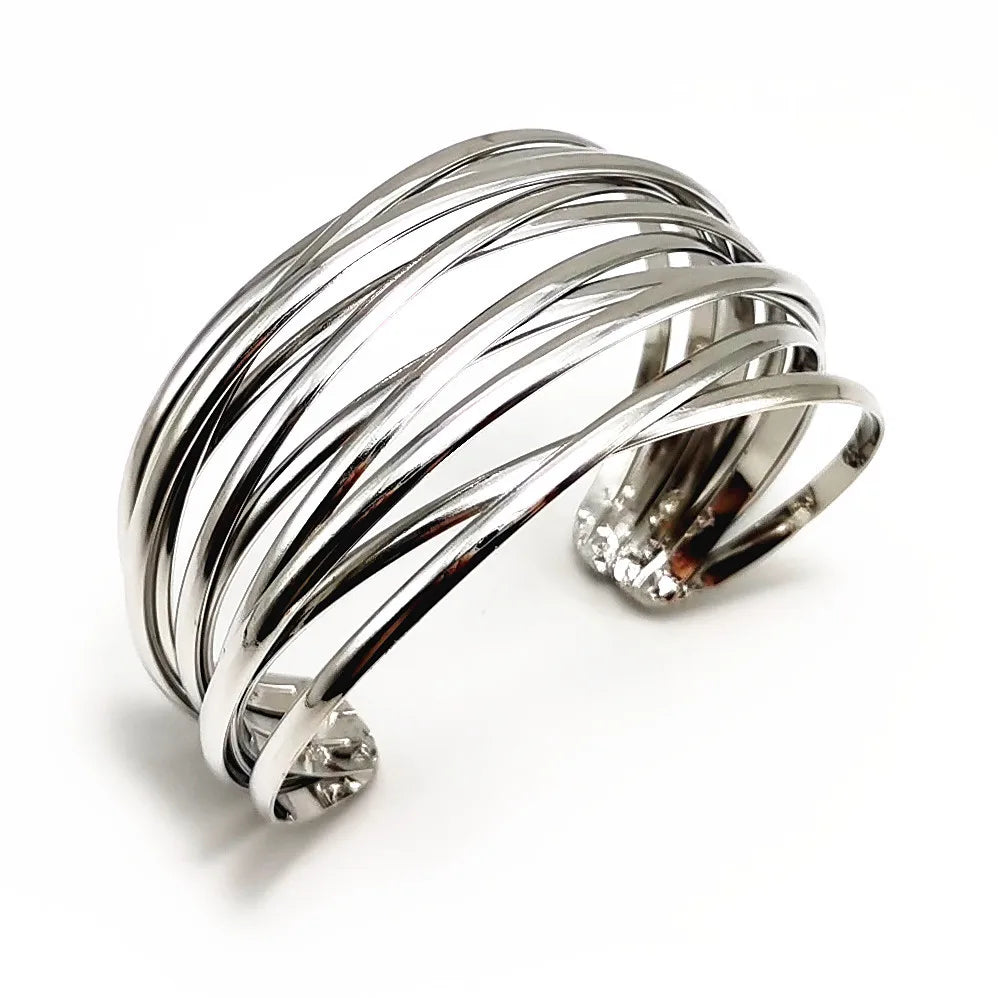 Fashion Alloy Round Chain Charms Cuff Bracelet For Women Female Gold&Silver Color Bracelets Jewelry - V.I.P Digital Presence