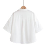 Elegant  Style Women's Fashion Casual Versatile V-Neck Short Sleeve Crop Shirt - V.I.P Digital Presence