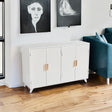 Sideboard Buffet cabinet with 4 doors and removable shelves, for living room, dining room, ivory white - V.I.P Digital Presence