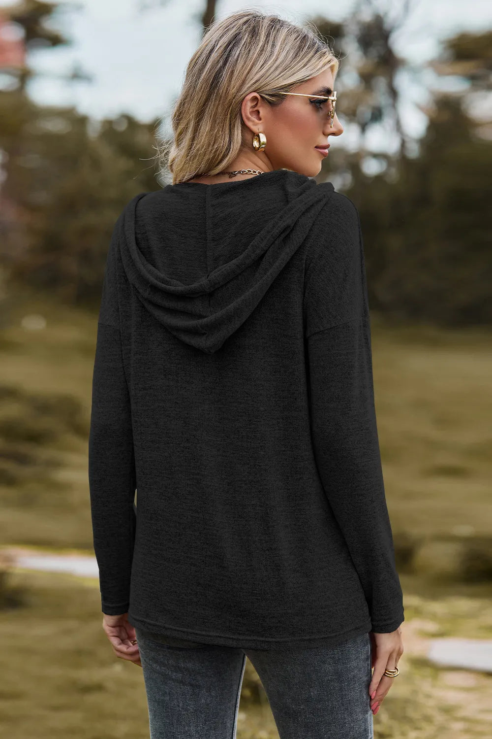 Drawstring Dropped Shoulder Hooded T-Shirt - V.I.P Digital Presence