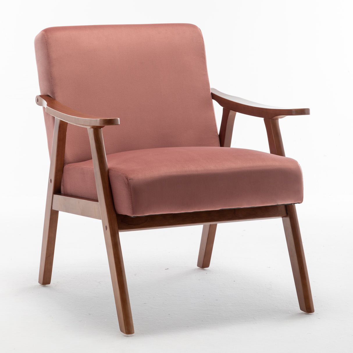 Mid-Century Modern Chair, Living Room Chair with Solid Wood Frame, Accent Chair Extra-Thick Backrest, Wingback Chair for Bedroom - V.I.P Digital Presence