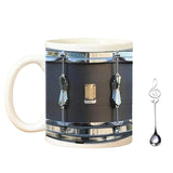 Vintage Drum Mug, 11oz. Black & White, Funny Ceramic Mug. Ideal Cool Gift for Drummers and Musicians. - V.I.P Digital Presence