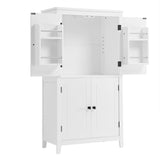 Bathroom floor storage cabinet, bathroom storage unit, 4-door independent cabinet, adjustable shelf, adaptive shelf, white - V.I.P Digital Presence