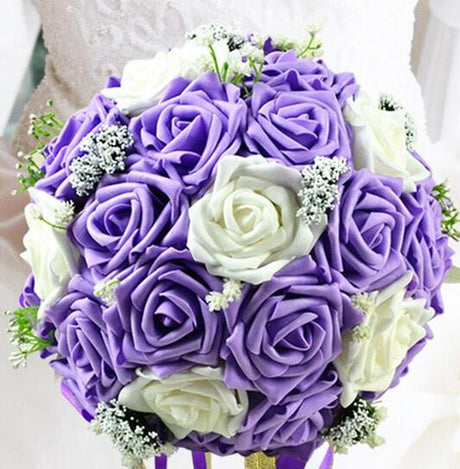 Bride Holding Flowers Romantic Wedding Colorful Bride 's Bouquet Red Pink Blue And Purple Bridal - V.I.P Digital Presence