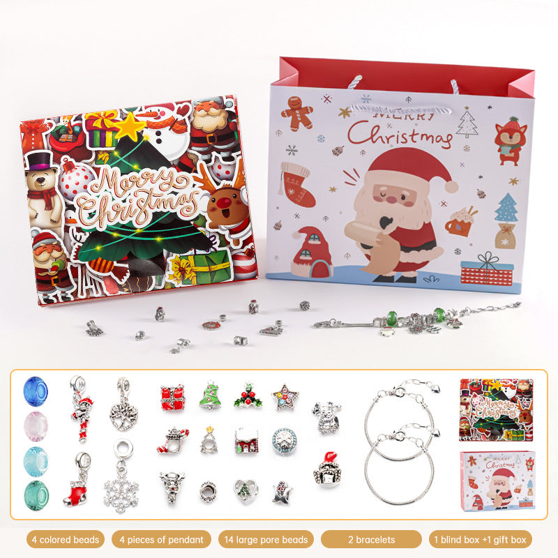 DIY creative children's bracelet jewelry 24-grid calendar Christmas holiday surprise blind box silver set - V.I.P Digital Presence