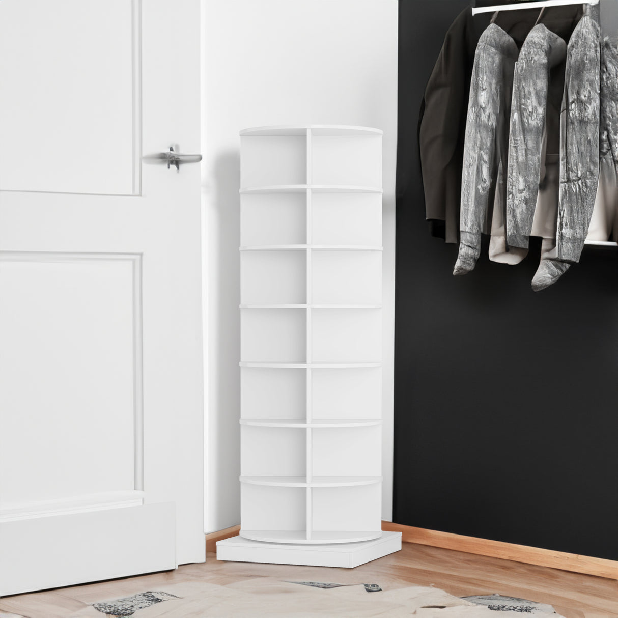 new 360 Rotating shoe cabinet 7 layers Holds Up to 28 Paris of Shoes - V.I.P Digital Presence