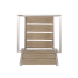 Outdoor Modern Aluminum Dining Chair with Faux Wood Seat (Set of 2), Natural and Silver - V.I.P Digital Presence