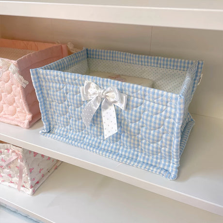 1pc Square Storage Basket: Desktop Organizer, Korean Quilted Design, Cute Storage Frame for Home Decor - V.I.P Digital Presence