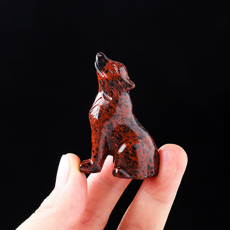 Natural crystal wolf cub carving piece, crystal animal raw stone, mineral specimen, home decoration ornament - V.I.P Digital Presence