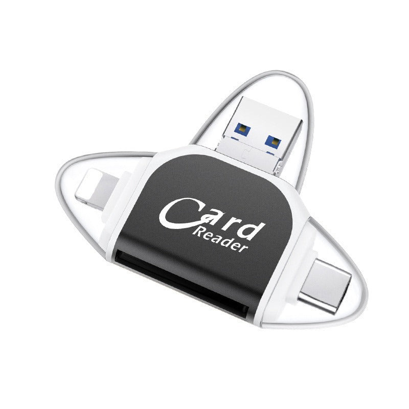 Plug and play for Apple and Android phones multifunctional card reader four in one multifunctional TF card SD card - V.I.P Digital Presence