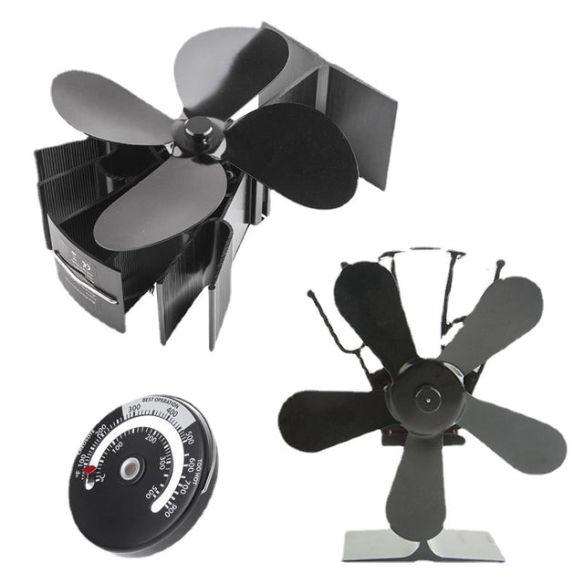 Thermal Power Fan Four Blade Wood Burning Stove Fan Ecological Fireplace Fan Wood Fireplace Thermal Fan/Fan Thermometer - V.I.P Digital Presence