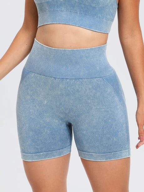 Washed High Waist Active Shorts - V.I.P Digital Presence
