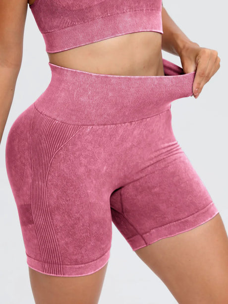 Washed High Waist Active Shorts - V.I.P Digital Presence