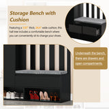 39.3'W70.8'H multifunctional corridor shoe cabinet with soft padded nail board and black hanger with entrance hook - V.I.P Digital Presence