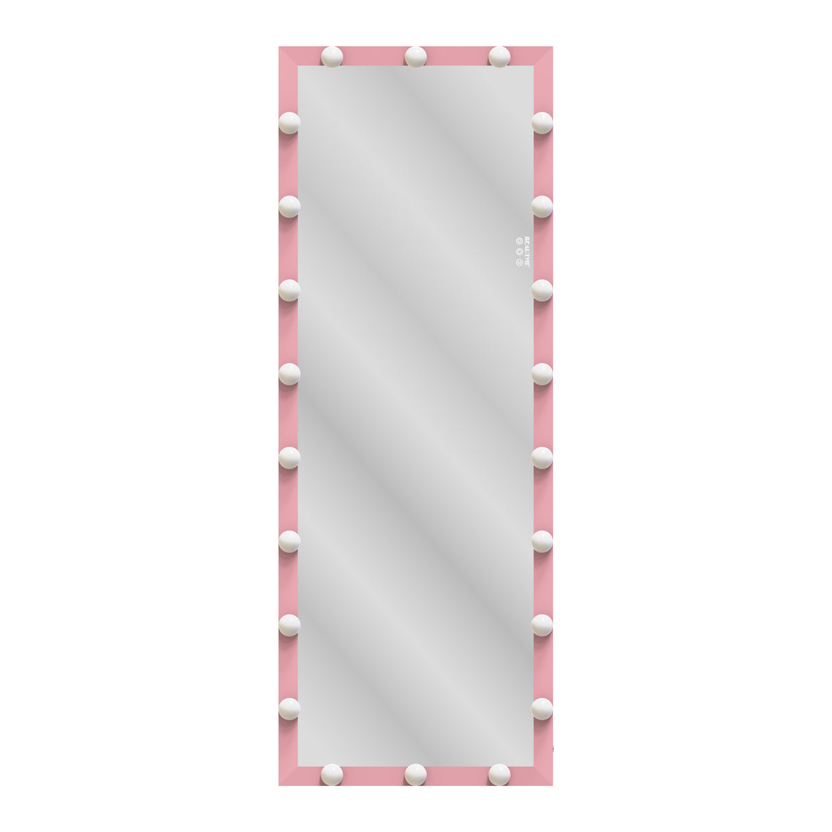 62.6-inch x 23.3-inch pink Hollywood illuminated full body vanity mirror with 3 color modesstanding floor mirror touch control