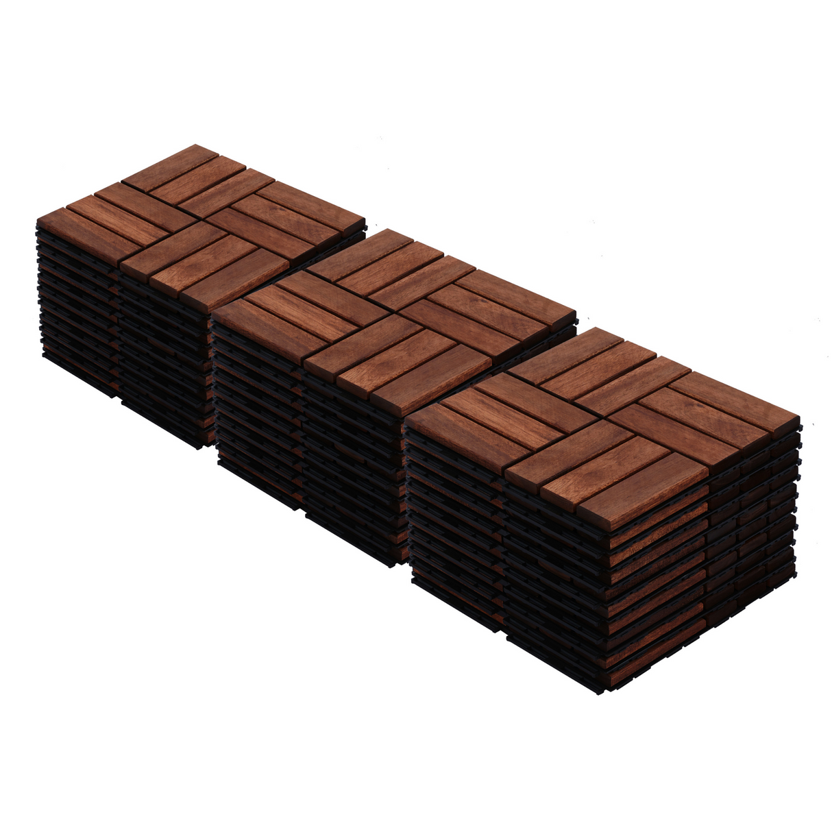 Acacia interlocking deck tile grid pattern, 10 pieces of 12 inch x 12 inch square brown Acacia hardwood outdoor flooring - V.I.P Digital Presence