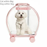 Rolling Pet Travel Trolley with Wheel, Transparent Capsule, Pink, Green, Puppies, Dogs, Cat Carriers Bag, 5-20Kg - V.I.P Digital Presence